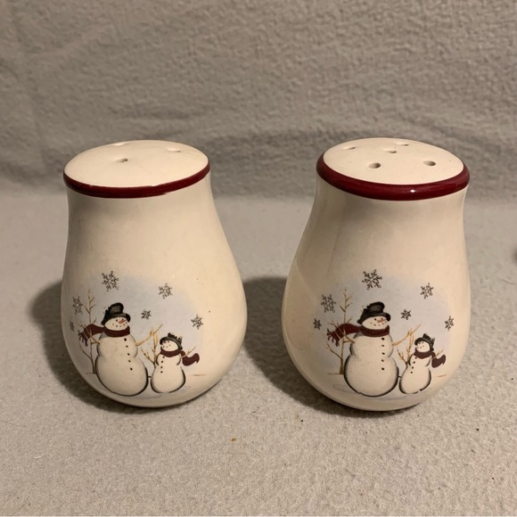 6 Piece Stoneware Set By Royal Season Christmas Table Top Set Snowman Open Box - Picture 5 of 5